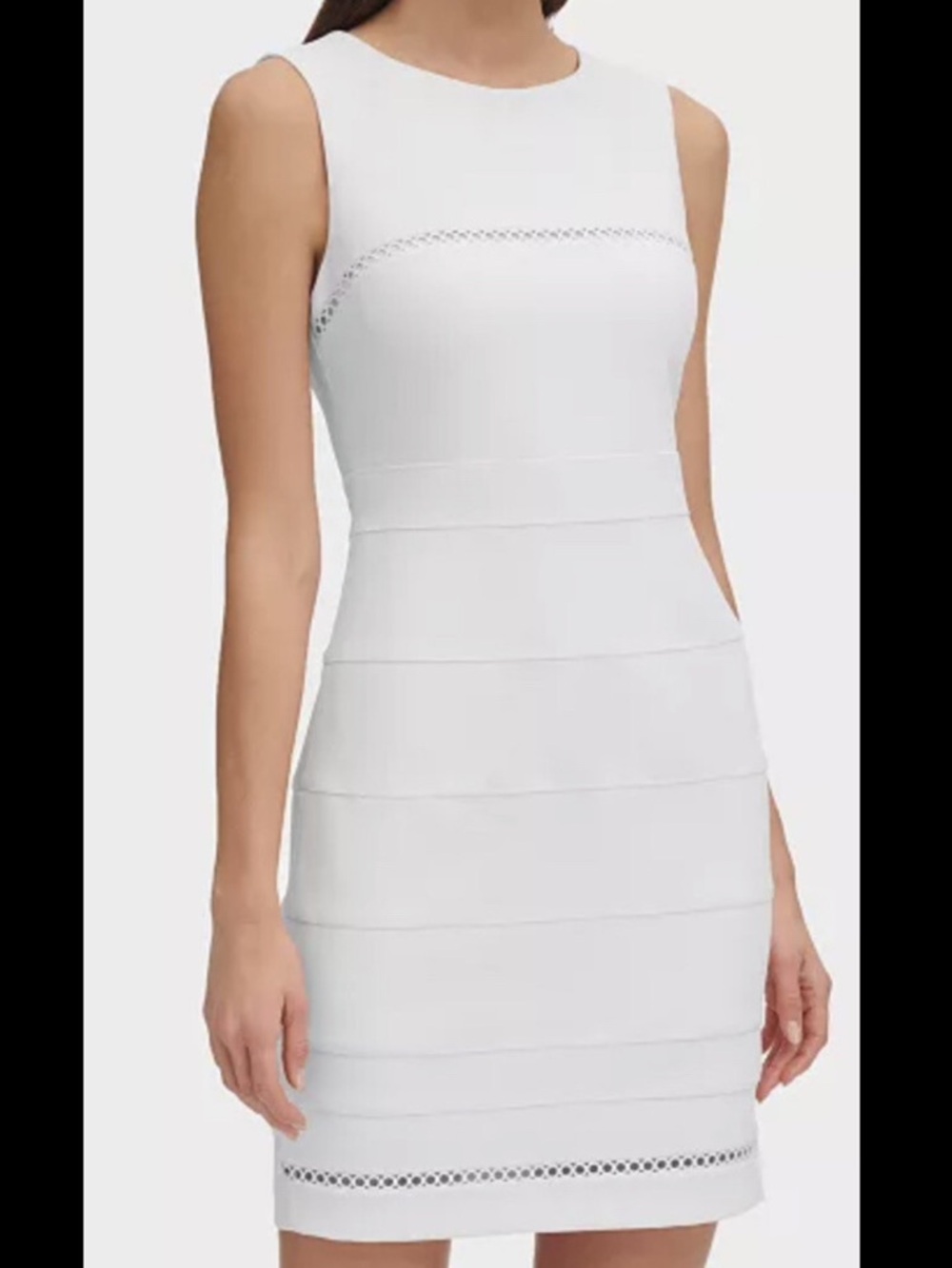 Tommy Hilfiger White Sleeveless Layered Mini Sheath Dress